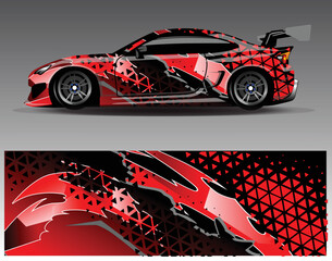 Car wrap design vector, truck and cargo van decal. Graphic abstract stripe racing background designs for vehicle, rally, race, adventure and car racing livery