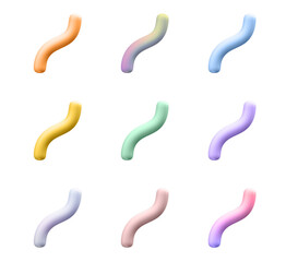 3D Line Wave White Colorful Curve Gradient Decoration Elements Collection