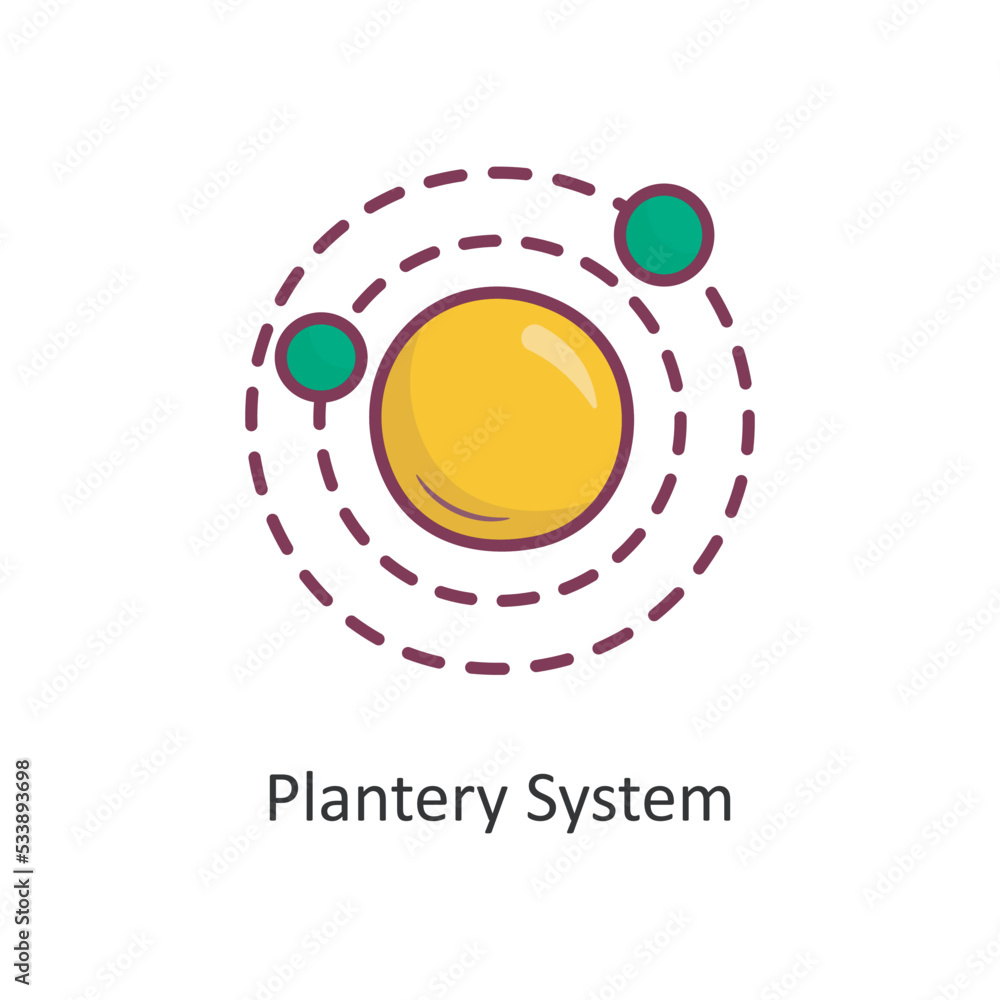 Poster planet system vector filled outline icon design illustration. space symbol on white background eps 1