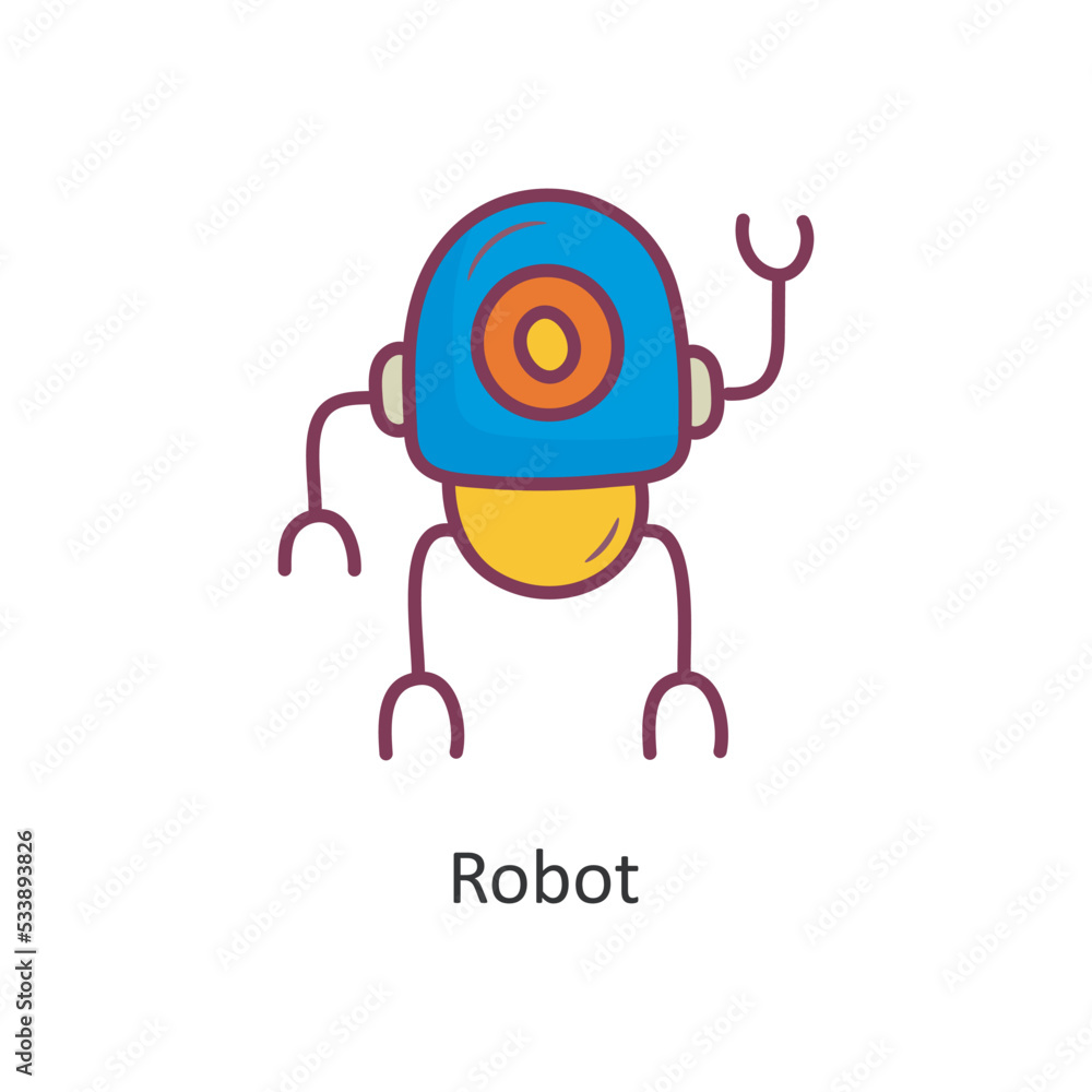 Poster robot vector filled outline icon design illustration. space symbol on white background eps 10 file