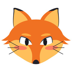 Hand drawn illustration of cute fox isolated on transparent background