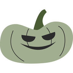 Hand drawn pumpkin with cut out face. Halloween time. Isolated illustration on transparent background
