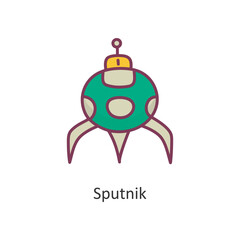 Sputnik Vector Filled outline Icon Design illustration. Space Symbol on White background EPS 10 File