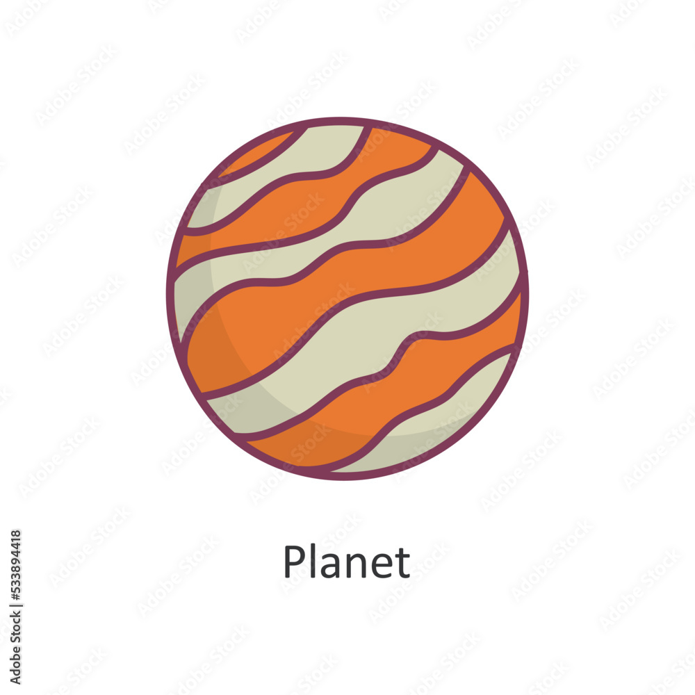 Poster planet vector filled outline icon design illustration. space symbol on white background eps 10 file