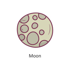 Moon Vector Filled outline Icon Design illustration. Space Symbol on White background EPS 10 File