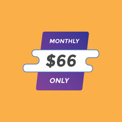 66 dollar price tag. 66$ dollar USD price symbol. price 66 Dollar sale banner in USD. Business or shopping promotion marketing concept
