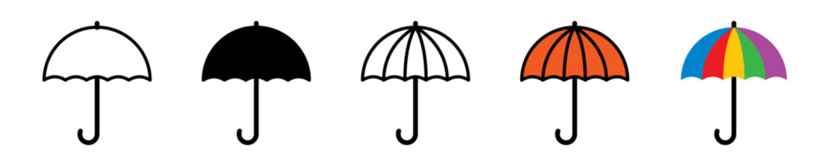 Umbrella icons. Parasol icon set. Umbrella icon in style line and flat. Umbrella symbol. Vector illustration