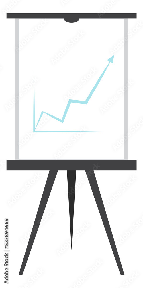 Poster flip chart board with data statistics diagram. presentation symbol