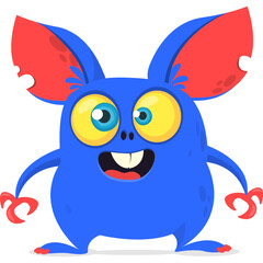 Funny cartoon monster waving hands. Halloween design. Vector illustrationof alien character