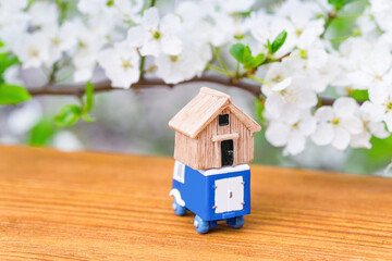 Springtime house buying and moving in concept