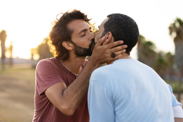 Happy couple kissing. LGBT community..