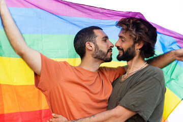 Happy couple kissing. LGBT community..