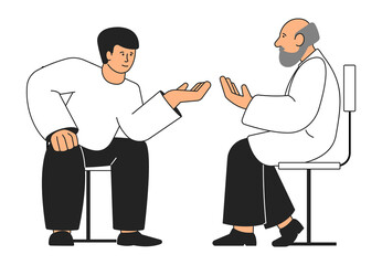 Patient talking with doctor. Medical consultation. Clinic visit