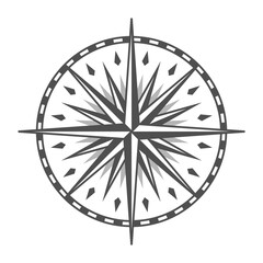 Compass star symbol. Vintage world orientation sign