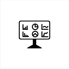 computer monitor with graphs vector illustration