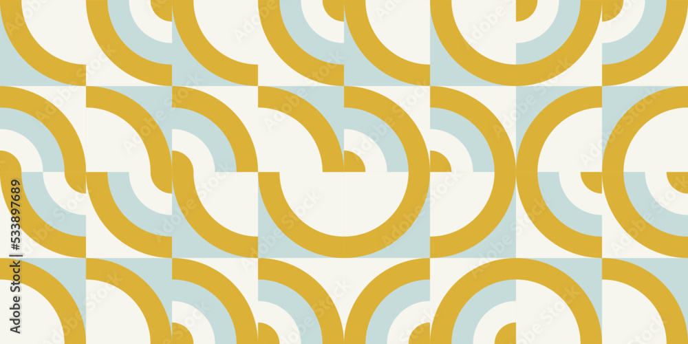 Leinwandbilder Modern vector abstract  geometric background with circles, rectangles and squares  in retro scandinavian style. Pastel colored simple shapes graphic pattern. Abstract mosaic artwork.