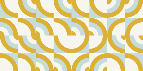 Modern vector abstract  geometric background with circles, rectangles and squares  in retro scandinavian style. Pastel colored simple shapes graphic pattern. Abstract mosaic artwork.