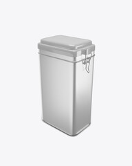 Metallic Tin With Locking Lid. 3D Render