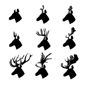 silhouette of head of reindeer. Vector illustration.