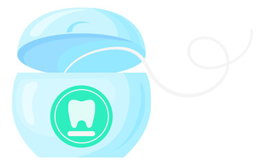 Dental floss container. Open plastic cartoon case