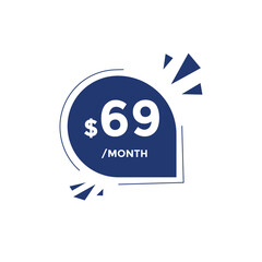 69 dollar price tag. 69$ dollar USD price symbol. price 69 Dollar sale banner in USD. Business or shopping promotion marketing concept
