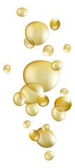 Golden cosmetic serum bubble. Realistic collagen essence