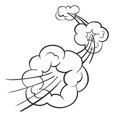 Fast moving comic effect with dust cloud motion