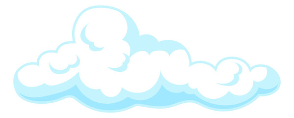 Fluffy cloud. Cartoon curly soft weather icon