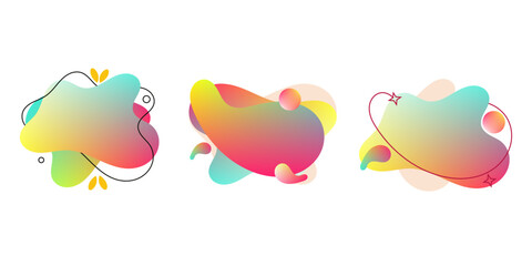 Set of liquid gradient color abstract geometric shapes.Modern banner with fluid design