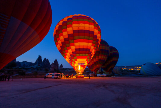 Hot Air Balloon Flight Over Cappadocia, Turkey, Goreme Village, Hot Air Balloon Parade