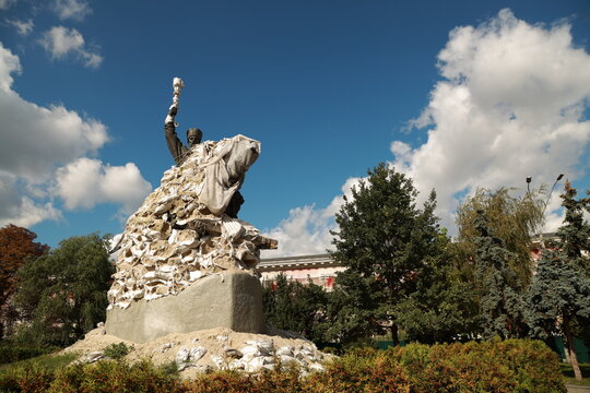 Kyiv, Ukraine - September 25 2022: Monument to Peter Sahaidachny during the war