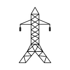 Supports of the high-voltage power grid. Vector illustration of utility electric transmission networks. Power lines isolated on white background.