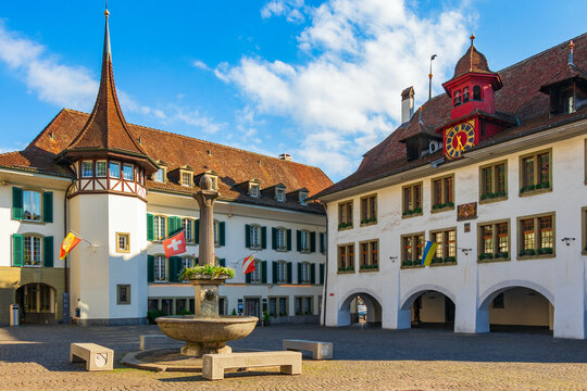 The old city square of Thun with town hall of the 16th century