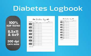 This is a Diabetes Logbook with the 2 most popular sizes 8.5x11 and 6x9. Fully ready to print.
