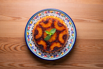 Pineapple cake. Inverted pineapple cake made with a sponge base.