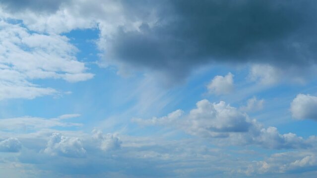 Formation cloud sky scape. Various layers of clouds move in different directions at altitude. Time lapse.
