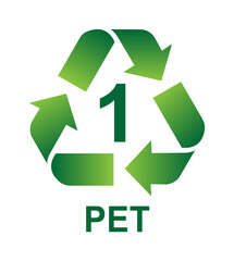 Obraz premium Recycling Symbols For Plastic. Vector icon illustration (PET)