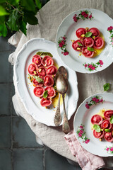 Beetroot ravioli with goat cheese, mozzarella, parmesan, butter sauce