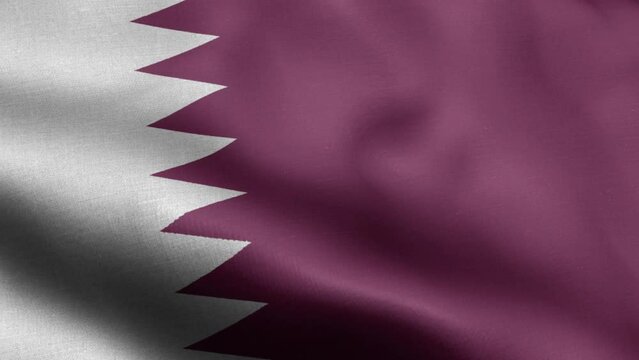 Flag Of Qatar - Qatar Flag High Detail - National flag Qatar wave Pattern loopable Elements - eamless loop - Highly Detailed Flag - The flag of fluttering in the wind - Highly detailed animation of