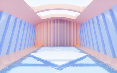 Empty stage with interior architecture, 3d rendering.