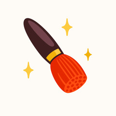 Make up brush sticker for a social media, making a blog or vlog vector flat illustration. Set of cartoon icons for making internet content