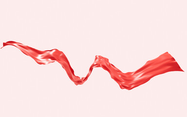 Red abstract flowing cloth, 3d rendering.