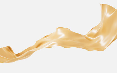 Yellow abstract flowing cloth, 3d rendering.