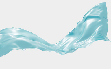 Cyan abstract flowing cloth, 3d rendering.