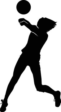 recommend clip art: Volleyball girl black silhouette. Isolated sport woman. Jumping player. Vector illustration