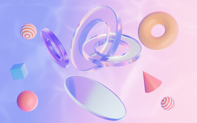 Abstract geometric figures, curves and figures, 3d rendering.
