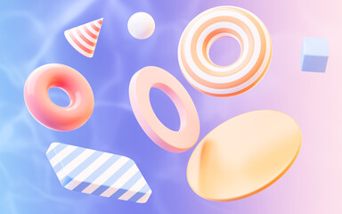 Abstract geometric figures, curves and figures, 3d rendering.