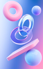 Abstract curves and geometric figure, 3d rendering.