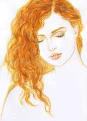 Gordijnen beautiful young woman. fashion illustration. watercolor illustration © Anna Ismagilova