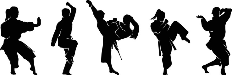 illustration of a female martial athletes . black and white drawing, white background